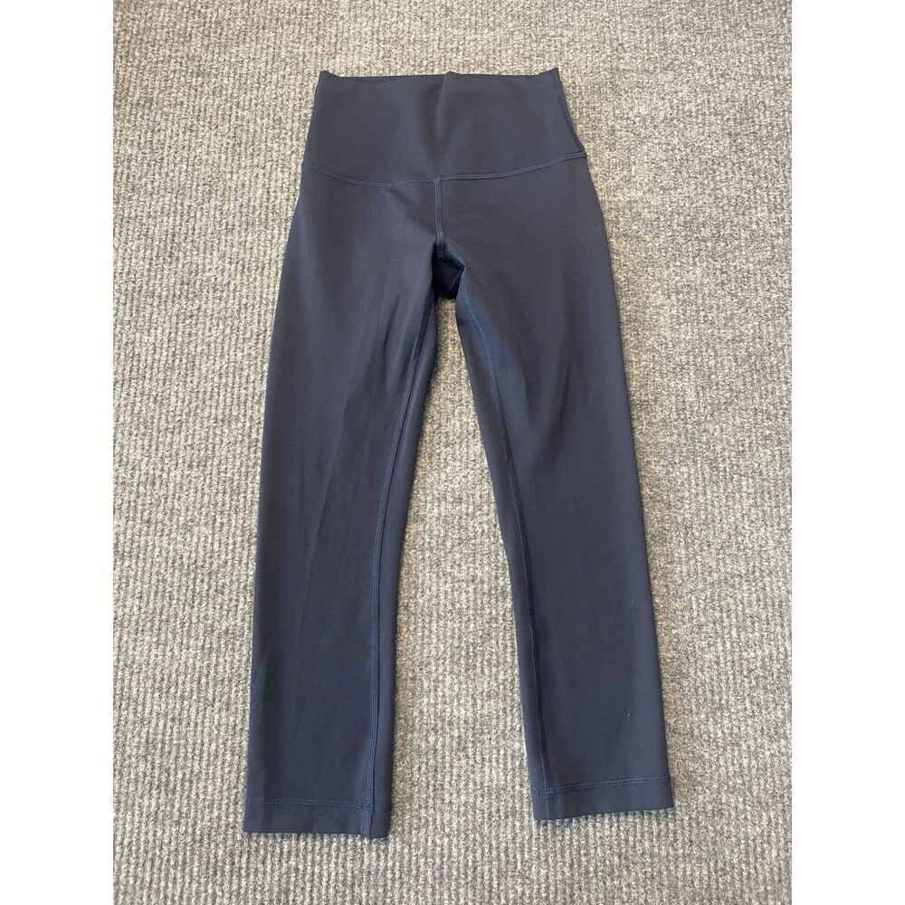 Lululemon Pull On Cropped Leggings Womens Size 4 Dark Blue Stretch Yoga Athletic